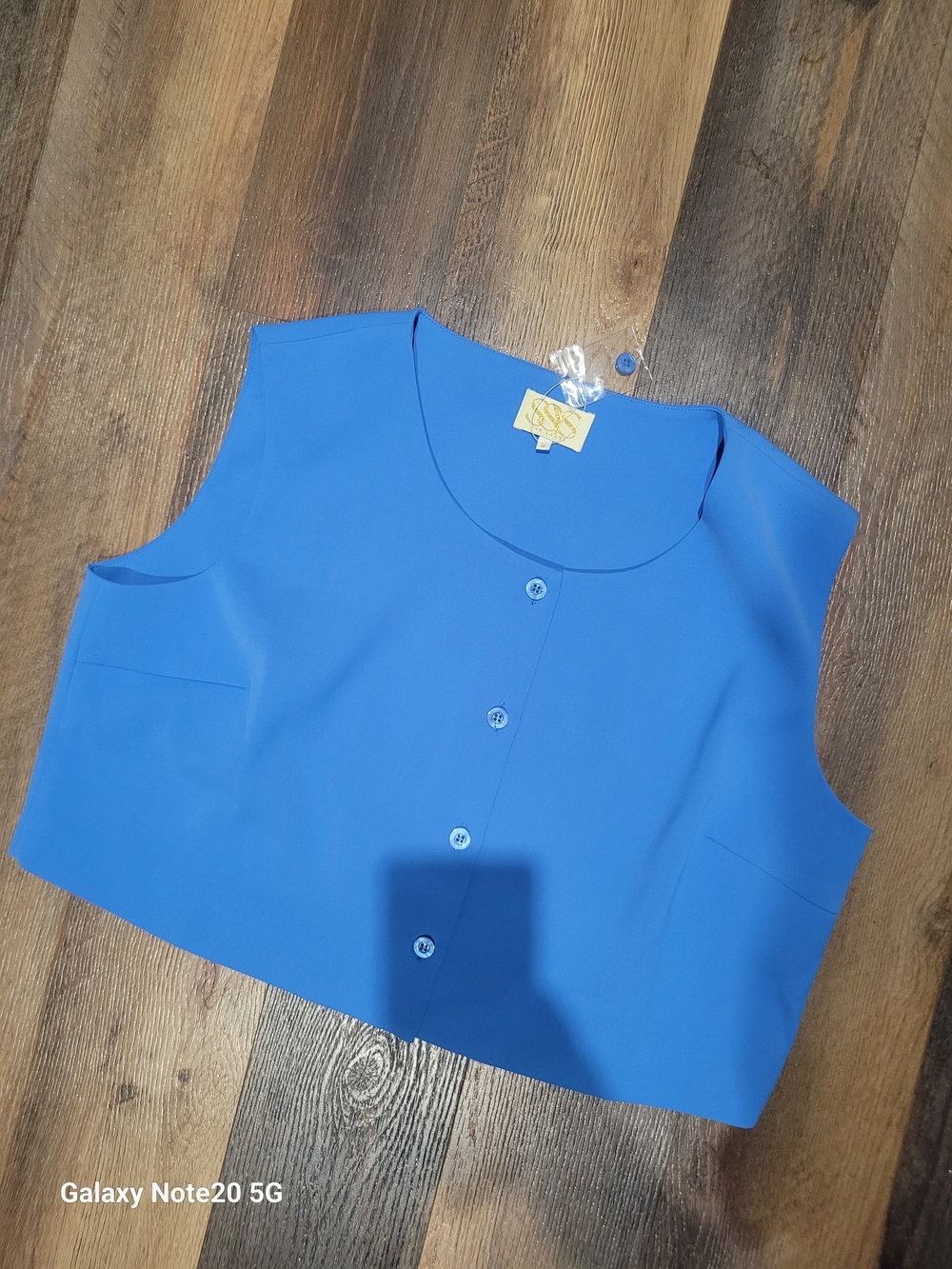 SSYS The Label Blue Cropped Button-Front Vest Size XL NWOT